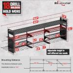 Shomextol 49.8" W Super Large Power Tool Organizer Wall Mount,4-Layer Heavy Duty Tool Storage with 18 Cordless Drill Holder,600 lb Capacity Garage Organization for Garage and Workshop (Black)