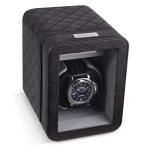 Heiden Monaco Watch Winder - Automatic Watch Winder for Automatic Watches, Rolex - Black Leather - Battery Powered or AC Adapter, 12 Program Settings, Diamond Stitched Vegan Leather