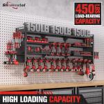 Shomextol 49.8" W Super Large Power Tool Organizer Wall Mount,4-Layer Heavy Duty Tool Storage with 18 Cordless Drill Holder,600 lb Capacity Garage Organization for Garage and Workshop (Black)