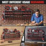 Shomextol 49.8" W Super Large Power Tool Organizer Wall Mount,4-Layer Heavy Duty Tool Storage with 18 Cordless Drill Holder,600 lb Capacity Garage Organization for Garage and Workshop (Black)