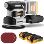 Cordless Orbital Sander: DEKOPRO 20V Random Orbit Sander, 5inch Power Palm Sander Electric Sanders Tool with 2 Batteries, Charger, Dust Collector, 16 Pcs Sanding Discs for Woodwroking