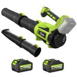Leaf Blower Cordless, WOKEGI 21V 2 x 4.0Ah Batteries and Fast Charger, with 5-Speeds & Turbo Mode Electric Cordless Leaf Blower, Brushless,3 Tubes for Patio,Lawn,Yard,Garage,Blowing Leaves, Dust, Snow