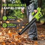 Leaf Blower Cordless, WOKEGI 21V 2 x 4.0Ah Batteries and Fast Charger, with 5-Speeds & Turbo Mode Electric Cordless Leaf Blower, Brushless,3 Tubes for Patio,Lawn,Yard,Garage,Blowing Leaves, Dust, Snow