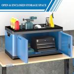 LARBANKE Heavy-Duty Lockable Double-Door Tool Box with Multifunctional Countertop,Portable Tool Box with Connecting Holes for Expansion,Durable Construction for Garage,Workshop,Warehouse Organization