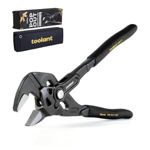toolant 7-Inch Black Gold Adjustable Plier Wrench, CR-V Steel Smooth Parallel Jaws with Pouch – Suitable for Nuts, Pipes, Plumbing, Auto & Repairs, Suitable Gift for DIYers