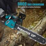 58CC Gas Chainsaw 20 Inch Chain Saw with 2-Cycle Engine,Petrol Handheld Quick Start Technology Gas Powered Chainsaw For Forest, Garden and Farm Tree & Wood Cutting