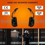 Aolamegs Hearing Protection Noise Cancelling Ear Muffs for Hard Hat Accessories SNR 30dB NRR 25dB Ear Protection Earmuff Mount For Slotted Helmets Construction Adult