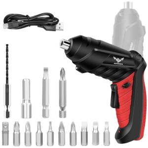 JENABOM Electric Screwdriver Cordless Rechargeable Small Power Drill Set 3.6V Li-ion 3.5Nm Max Torque Electric Rotatable with LED Light Screwdriver,14Pcs