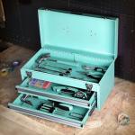 Turquoise 2-Drawer Steel Tool Organizer Chest