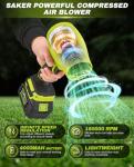 Saker Cordless Leaf Blower Portable Dust Cleaner Handheld Blowers 2 x 4.0Ah Batteries 180000 RPM Air Duster with Adjustable Speed for Drying Patio Cleaning Green