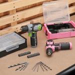 WORKPRO Power Drill Set with Stackable Tool Box, 8V Cordless Drill Driver and Bit Set, 2.0Ah Electric Cordless Screwdriver Kit with 3/8" Keyless Chuck, For Home Repair, DIY