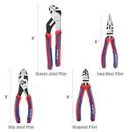 WORKPRO 4-Piece Pliers Set - Premium CR-V Construction Tool Set Including Long Nose, Diagonal Cutting, Groove Joint and Slip Joint Pliers - Red