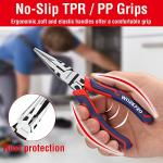 WORKPRO 4-Piece Pliers Set - Premium CR-V Construction Tool Set Including Long Nose, Diagonal Cutting, Groove Joint and Slip Joint Pliers - Red