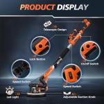 MAKELIFT Drywall Sander with Vacuum Dust Collector,1050W 7.33A Popcorn Ceiling Removal Tool,LED Light,5 Variable Speed 1000-2100RPM,Foldable & Extendable Handle,12 Sanding Discs