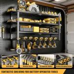 Power Tool Organizer with Power Strip and Shelves