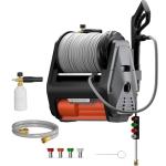 Giraffe Tools Grandfalls Retractable Pressure Washer Pro, Wall Mounted Pressure Washer with 1800W Brushless Motor, 3700PSI Electric Power Washer with 100ft Pressure Hoses, Dark Silver