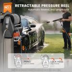 Giraffe Tools Grandfalls Retractable Pressure Washer Pro, Wall Mounted Pressure Washer with 1800W Brushless Motor, 3700PSI Electric Power Washer with 100ft Pressure Hoses, Dark Silver