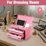 WORKPRO Portable Mini Tool Box, 2 Drawers Metal Tool Chest with Ball Bearing Slides, Top Storage with Latch, Ergonomic Carrying Handle, Toolbox with PVC Liners and PP Feet Pads - Pink Ribbon