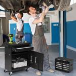 Dawmilon 5-Drawer Rolling Tool Chest with Detachable Top Box, Lockable Wheels, Adjustable Shelf, and Liner, Heavy-Duty Metal Tool Cart for Garage and Workshop Storage, Black