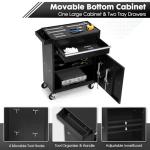 Dawmilon 5-Drawer Rolling Tool Chest with Detachable Top Box, Lockable Wheels, Adjustable Shelf, and Liner, Heavy-Duty Metal Tool Cart for Garage and Workshop Storage, Black