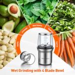 Secura Coffee Grinder Electric, Spice Grinder, Dual Glass Bowls for Wet & Dry Grinding