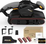 Jellas 7Amp Belt Sander 3 × 21-Inch with Dust Bag, Bench Sander with Variable-speed Control, 2 in 1 Vacuum Adapter, 10 Feet (3 Meters) Length Power Cord - BS750