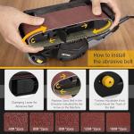 Jellas 7Amp Belt Sander 3 × 21-Inch with Dust Bag, Bench Sander with Variable-speed Control, 2 in 1 Vacuum Adapter, 10 Feet (3 Meters) Length Power Cord - BS750