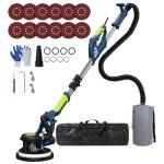 Drywall Sander, 2025 Upgraded 8-Amp Popcorn Ceiling Removal Tool with 7 Variable Speed 800-1800RPM, Drywall Sander with Vacuum Dust Collector with Extendable Handle, LED Light,12pcs Sanding Discs,Blue