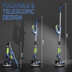 Drywall Sander, 2025 Upgraded 8-Amp Popcorn Ceiling Removal Tool with 7 Variable Speed 800-1800RPM, Drywall Sander with Vacuum Dust Collector with Extendable Handle, LED Light,12pcs Sanding Discs,Blue