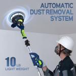 Drywall Sander, 2025 Upgraded 8-Amp Popcorn Ceiling Removal Tool with 7 Variable Speed 800-1800RPM, Drywall Sander with Vacuum Dust Collector with Extendable Handle, LED Light,12pcs Sanding Discs,Blue