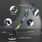 Drywall Sander, 2025 Upgraded 8-Amp Popcorn Ceiling Removal Tool with 7 Variable Speed 800-1800RPM, Drywall Sander with Vacuum Dust Collector with Extendable Handle, LED Light,12pcs Sanding Discs,Blue