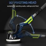 Drywall Sander, 2025 Upgraded 8-Amp Popcorn Ceiling Removal Tool with 7 Variable Speed 800-1800RPM, Drywall Sander with Vacuum Dust Collector with Extendable Handle, LED Light,12pcs Sanding Discs,Blue