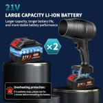 Leaf Blower Cordless, Powerful Handheld Electric Blower with 2×21V Batteries, Lightweight Leaf Blower for Lawn Care, Patio, Leaves, Snow & Dust Removal (Leaf Blower Cordless)