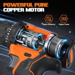 WorkBless WORKBLESS 21V Power Drill Set, Cordless Drill with Battery and Charger, 3/8'' Keyless Chuck, Variable Speed, 18+1 Torque Setting and 28pcs Drilling/Driver Bits Tool Set(Orange)