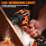 WorkBless WORKBLESS 21V Power Drill Set, Cordless Drill with Battery and Charger, 3/8'' Keyless Chuck, Variable Speed, 18+1 Torque Setting and 28pcs Drilling/Driver Bits Tool Set(Orange)
