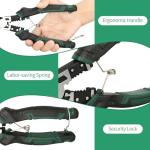 9'' Needle Nose Pliers, 6-in-1 Multifunction Long Nose Pliers, with Spring Loaded Safety Lock, for Fastening, Winding, Cutting, Stripping, Crimping, Clamping