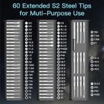 AM ARROWMAX 7.4V Mini Electric Screwdriver & Removable Angle Screw, Precision Electric Screwdriver Set, 60 in 1 Magnetic Bit, 5 Torque Setting, 5/32''Hex, Repair Tools For Phone Camera Watch (M1 PLUS)