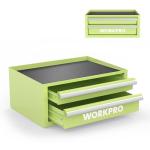 WORKPRO 12.5" Mini Tool Box with 2 Drawers & 1 Open Top Storage, Small Metal Tool Chest with PVC Liners & PP Feet Pads, Cold Rolled Steel Toolbox with Drawer Liners & Magnetic Tabs