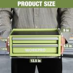 WORKPRO 12.5" Mini Tool Box with 2 Drawers & 1 Open Top Storage, Small Metal Tool Chest with PVC Liners & PP Feet Pads, Cold Rolled Steel Toolbox with Drawer Liners & Magnetic Tabs