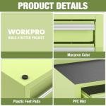 WORKPRO 12.5" Mini Tool Box with 2 Drawers & 1 Open Top Storage, Small Metal Tool Chest with PVC Liners & PP Feet Pads, Cold Rolled Steel Toolbox with Drawer Liners & Magnetic Tabs