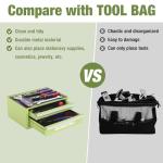 WORKPRO 12.5" Mini Tool Box with 2 Drawers & 1 Open Top Storage, Small Metal Tool Chest with PVC Liners & PP Feet Pads, Cold Rolled Steel Toolbox with Drawer Liners & Magnetic Tabs