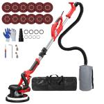 Drywall Sander, 2025 Upgraded 8-Amp Popcorn Ceiling Removal Tool with 7 Variable Speed 800-1800RPM, Drywall Sander with Vacuum Dust Collector with Extendable Handle, LED Light, 12pcs Sanding Discs,Red