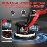 Drywall Sander, 2025 Upgraded 8-Amp Popcorn Ceiling Removal Tool with 7 Variable Speed 800-1800RPM, Drywall Sander with Vacuum Dust Collector with Extendable Handle, LED Light, 12pcs Sanding Discs,Red