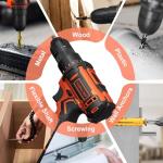 Cordless Drill Set,12V Power Drill Driver 3/8" Keyless Chuck with 42 Acessories, Built-in LED Light, 25+1 Position, Electric Drill for Home DIY Projects (Orange)