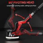 Drywall Sander, 2025 Upgraded 8-Amp Popcorn Ceiling Removal Tool with 7 Variable Speed 800-1800RPM, Drywall Sander with Vacuum Dust Collector with Extendable Handle, LED Light, 12pcs Sanding Discs,Red