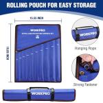 WORKPRO Extra Long Ratcheting Wrench Set, 10-Piece Anti-Slip Double Box Wrenches Set, Metric 8-19 mm, 72-Teeth, Cr-V Steel and Black Electrophoretic Coating Wrenches with Rolling Pouch