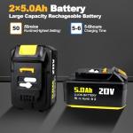 Cordless Pressure Washer with Faucet & Garden Hose Connector, 2 X 5.0AH Batteries, 2000PSI MAX Portable Pressure Washer with Brushless Motor, 4 Speed Adjustment LCD Touch Screen, 6-in-1 Nozzle