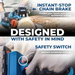 Dong Cheng Brushless Cordless Chainsaw 16 Inch, 40V Battery Chainsaw with Tool-Free Chain Tensioning, Instant-Stop Chain Brake, Includes 2 × 4.0Ah Batteries & Charger, Ideal for Tree & Wood Cutting