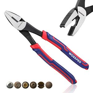 WORKPRO 8" Linesman Screw Extractor Pliers(Combination Pliers) with Unique Non-slip Jaws, Stripped Screw Remover Tool, Lineman Plier for Quickly Removal of Damaged or Rusted Fasteners