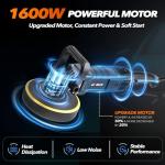 GEVEELIFE Buffer Polisher, 6 Inch/7 Inch 1600W Rotary Car Buffer Polisher Waxer, 7 Variable Speed 1000-3500 RPM, Detachable Handle for Car, Boat Sanding, Polishing, Waxing